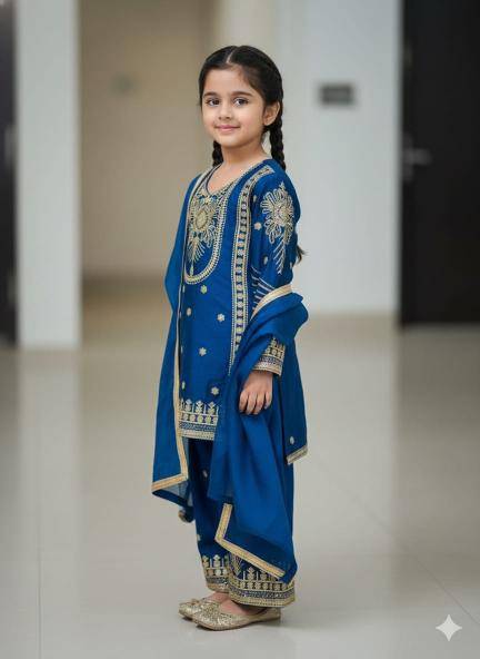 Trending New Ramzan Eid Special Silk Blue Bulk children clothes